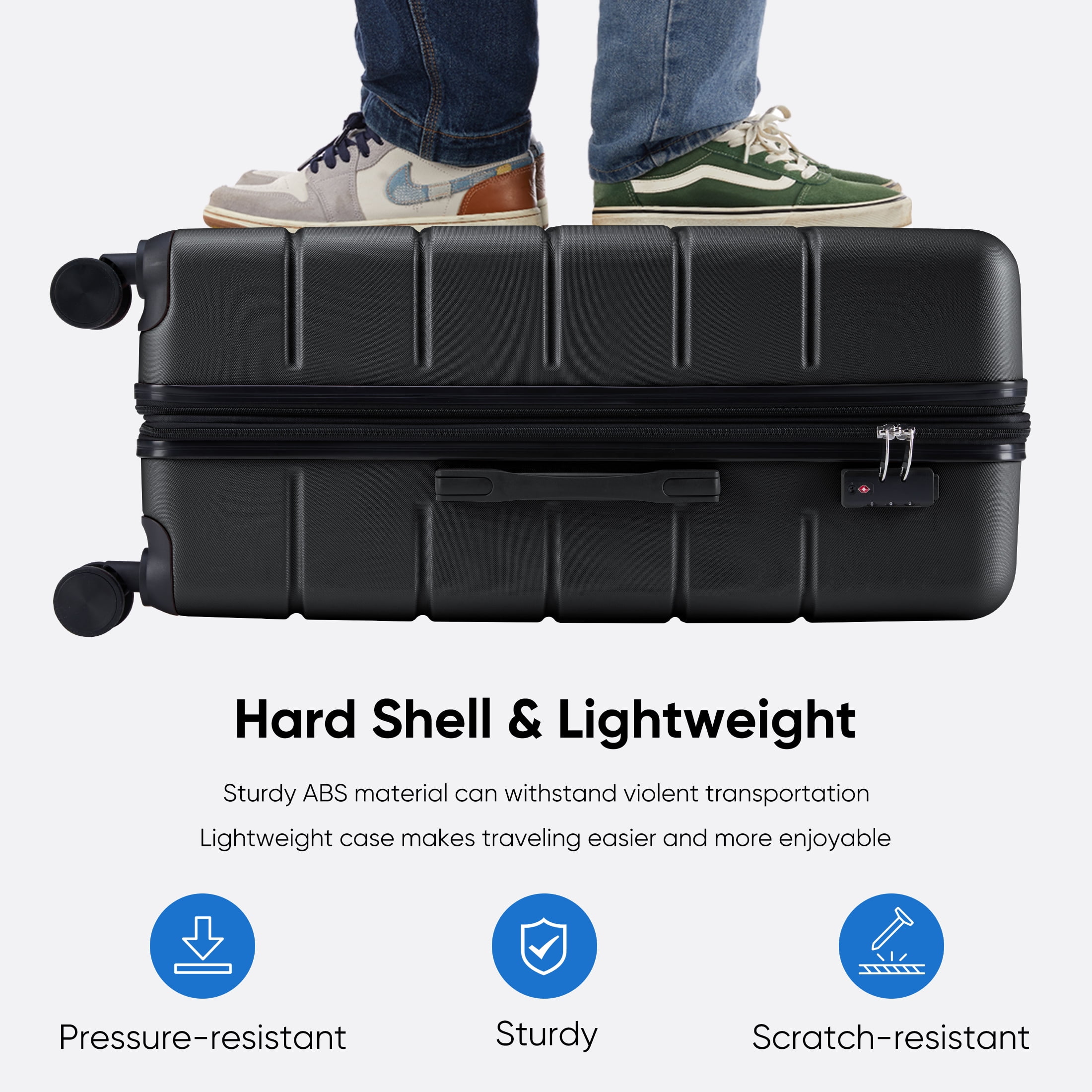 edx 24 Inch Hardside Expandable Luggage with Spinner Wheels, CheckedMedium Lightweight Expandable Ro(图5)
