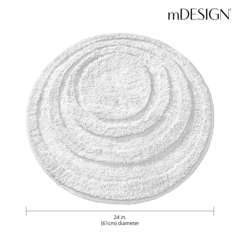 mDesign Round Microfiber Bathroom Spa Mat, Accent Rug, Machine Washable - Beige