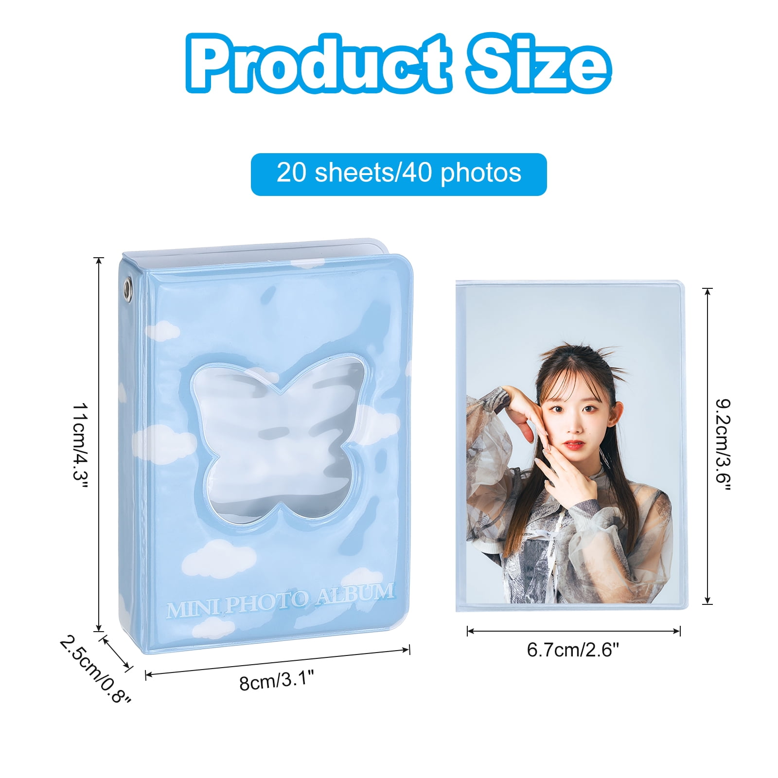 Unique Bargains Mini Photocard Binder Butterfly Hollow Album for Cards Storage Blue