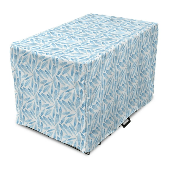 Feather Dog Crate Cover, Repetitively Scattered Oriental Feathers on a Plain Backdrop, Easy to Use Pet Kennel Cover Small Dogs Puppies Kittens, 7 Sizes, Deep Sky Blue Sky Blue, by Ambesonne