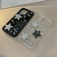 thumbnail image 6 of for iPhone XR Case Bling Stars 3D Hearts Diamond Twinkle Star Glitter Y2K Spark Luxury Girly Aesthetic Personalized Design for Women Girls Teens Soft Transparent TPU Case, 6.1", Black, 6 of 11