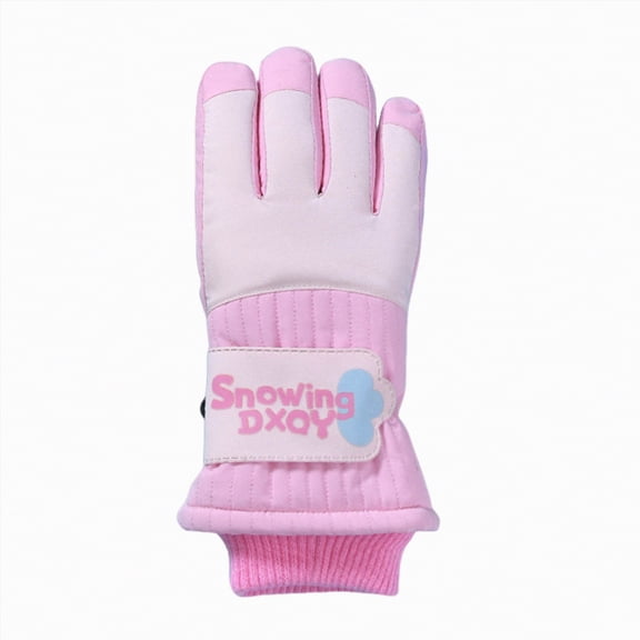 UngA Kids Children Ski Gloves Winter Snow Gloves Boys Girls Waterproof Winter Warm Glove for Snowboarding, Sledding (Light Pink,6-8 Years)