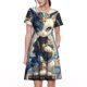 thumbnail image 1 of Balery Exotic Blue Cat Vestidos sueltos de manga corta para mujer, vestidos de verano 2025, vestidos casuales de corte A con vuelo., 1 of 6