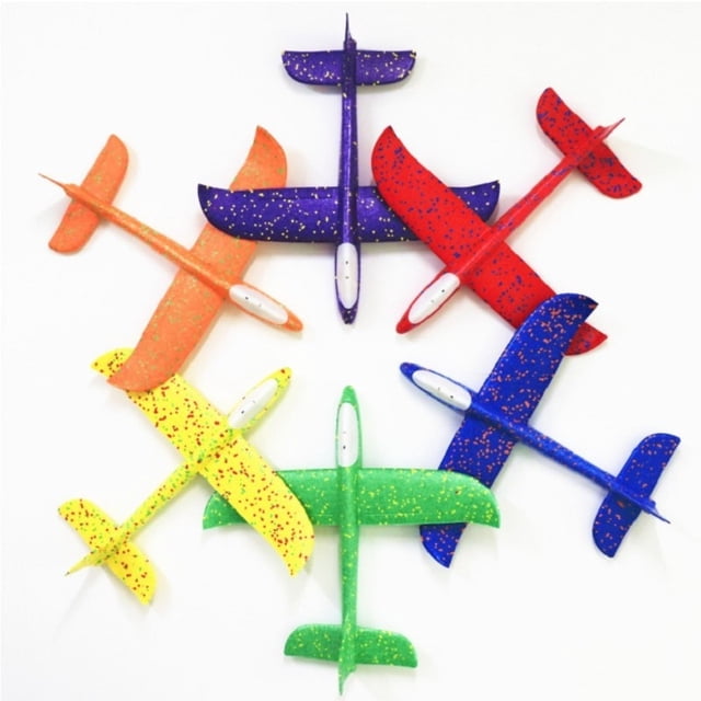 Hand throw airplane EPP Foam Outdoor Launch Glider Plane Kids Toys 48 cm Interesting Launch Throwing Inertial Model Gift toysYellow 48cm NO LED He Qiyong unisex