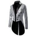 thumbnail image 2 of ITFABS Men's Suit, Shiny Sequins Turn-Down Collar Prom Swallow-Tailed Tuxedo, 2 of 8