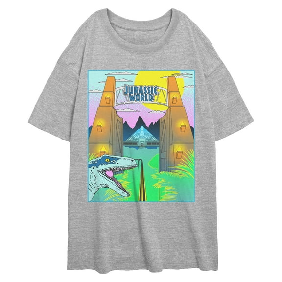 Juniors Jurassic World Neon Park Sunrise T Shirt