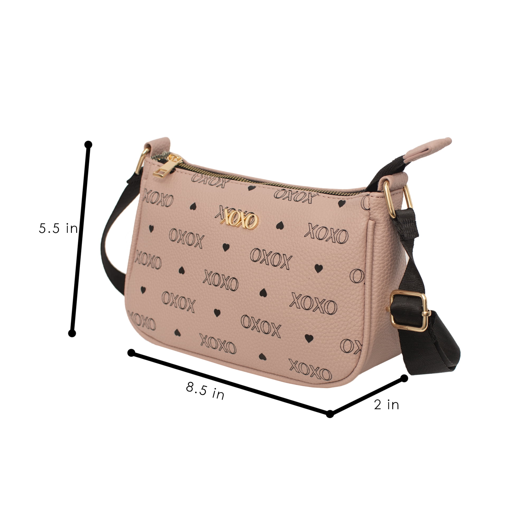 XOXO Medium Rose Urban Heart Cross Body Everyday Handbag with Purse for Women