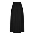 thumbnail image 4 of pstuiky Women's Skirts, Women High Waist Solid Color Elastic Waistedsummer Skirt Fold Midi Length Button a Line Skirt for Casual Office Wear Summer Skirt Up to 50% off Bronze XL, 4 of 5