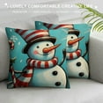 thumbnail image 3 of QZHH  Warm Winter Wishes Blue Decorative Throw Pillow Covers, Snowman Merry Christmas Let It Snow Porch Outdoor Home Decor, Buffalo Plaid Check Hohoho Joy Holiday Couch Cushion Case, 3 of 5