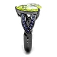 thumbnail image 4 of TK2997 - IP Light Black  (IP Gun) Stainless Steel Ring with AAA Grade CZ  in Apple Green color Size 6, 4 of 4