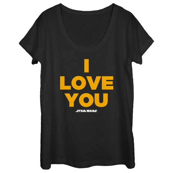 Women's Star Wars Princess Leia I Love You Scoop Neck Black X Large