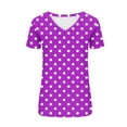 thumbnail image 4 of ZQGJB Summer Womens T-Shirts Dressy Casual Polka Dot Print Short Sleeve V Neck Graphic Tunic Blouse Loose Lightweight Comfy Pullover Tops Purple#02 S, 4 of 5