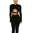 thumbnail image 6 of Yuemengxuan Ladies Fashion Hollow Midriff-baring Tops, Cross Chest Wrapped Slim Base Shirt, 6 of 8
