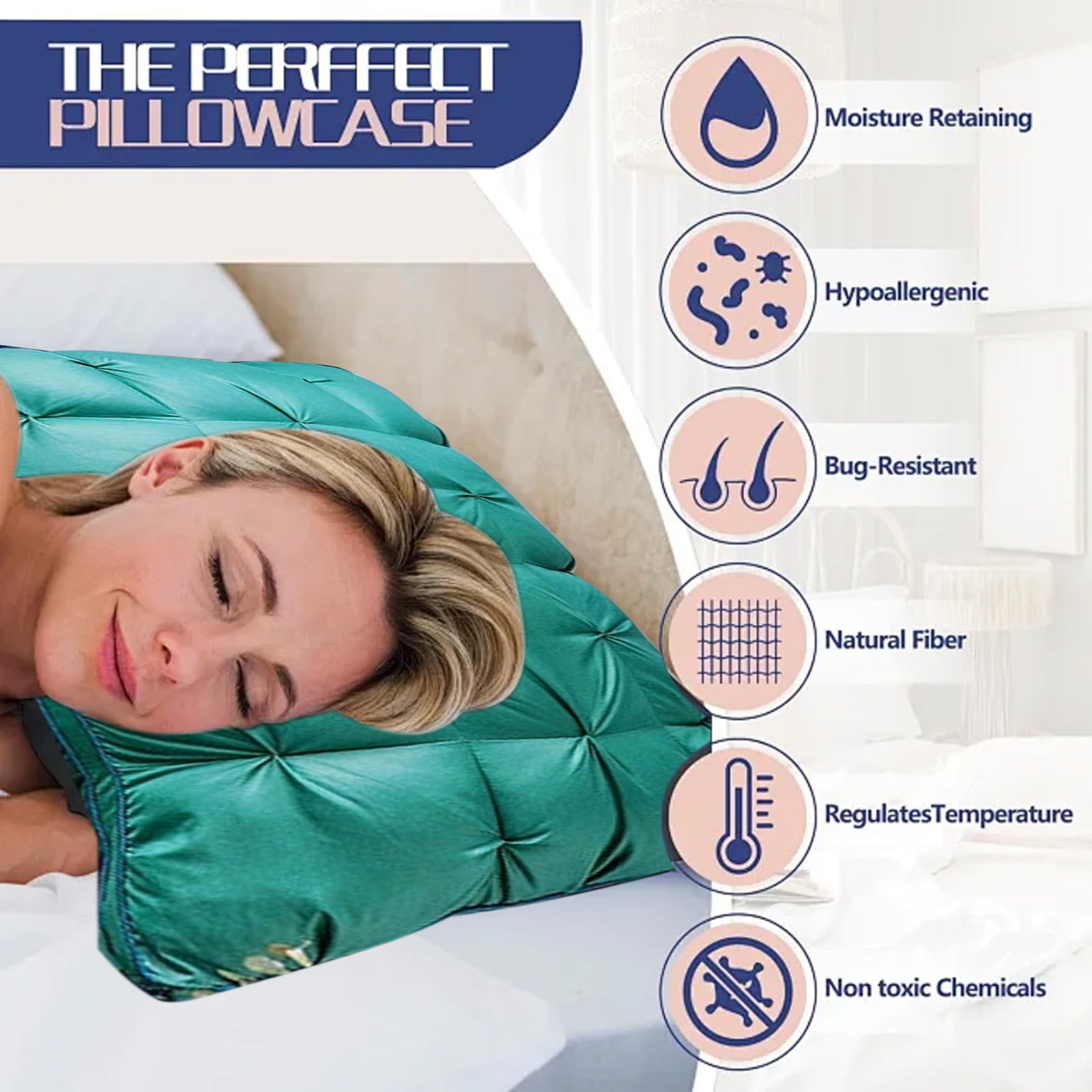 Goose Down Feather Pillows, Soft Bed Pillows Queen Size Set of 2, 100% Soft Cotton Shell, Bedding Pillow for Back, Stomach or Side Sleepers