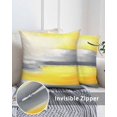 thumbnail image 3 of Waterproof Outdoor Throw Pillows with Inserts 18"x18" Set of 2, Yellow Gray Soft Decorative Pillowcases for Couch Bedroom, Contemporary Abstract Oil Painted Art Pillow Covers for Sofa Living Room, 3 of 8