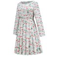 thumbnail image 2 of Robe Décontractée Imprimée de Noël pour Femmes, Col Rond, Manches Longues, 2 of 7