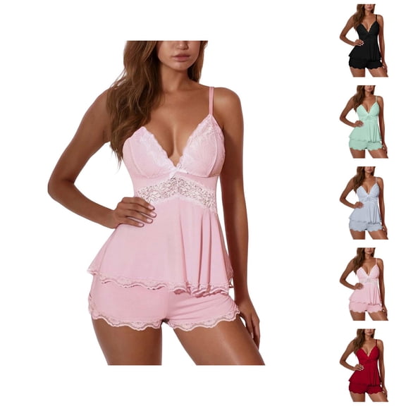 Women Pajama Sets Sleepwear Sleeveless Lace Hollow Out Comfortable Wear For Women Soft Breathable Nightwear Set