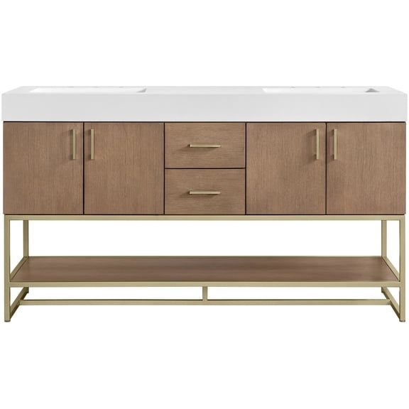 Miseno MN521V60DWLD Mauri 60" Free Standing Double Basin Vanity Set - Walnut Drift