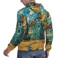thumbnail image 6 of Rateoe Impressionist Village Sky Pattern Mens Hoodie, Pullover Hooded Sweatshirt, Kangaroo Pocket Hoodie Ideal for Daily Wear, Travel and Home-X-Large, 6 of 7