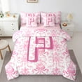 thumbnail image 1 of Erosebridal Lit Chic Nœud Papillon en Sac Taille Simple, Ensemble de Lit Monogramme P, Literie Florale Rétro Rose Taille Simple pour Filles, Super Confortable Décoration de Chambre Réversible, 7 Pcs, 1 of 7