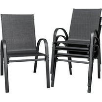 REKHH Patio Chairs Teslin Stackable Outdoor Chairs Dining Chairs Set of 4 for Lawn Balcony Porch Outside (Black)