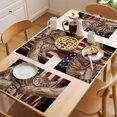 thumbnail image 5 of Sleeping Cat Vintage American Flag Placemats Set of 12 Funny Animal Place Mats Indoor Wipeable Table Mats Washable Cloth Dining Table Placemats for Kitchen Holiday Party Home Decor 13x19 Inch, 5 of 9