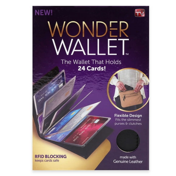 Wonder Wallet Sac à Main Carte de Crédit Court I.D.Passcase Flip Protection Cover Wallet Organized- Noir