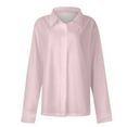 thumbnail image 6 of Holzkary Womens Button Down Shirt Casual Long Sleeve Cotton Blouse Loose Fit Collared Work Gauze Tops Women's Fashion Casual Solid Color Button Long Sleeve Shirts Tops Pink Xl, 6 of 7