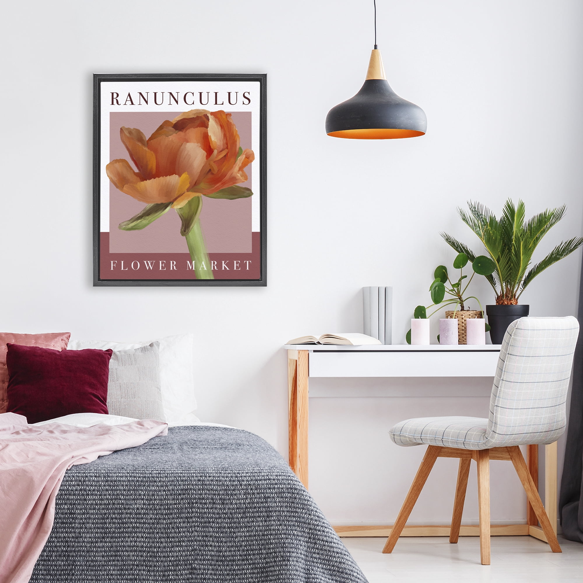 Stupell Industries Ranunculus Flower Market Black Framed Floater Canvas Wall Art, design by Jennifer Stith