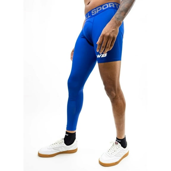 We Ball Sports Athletic Men's Single Leg Sports Tights | One Leg Compression Base Layer Leggings for Men (Blue, FULL S)