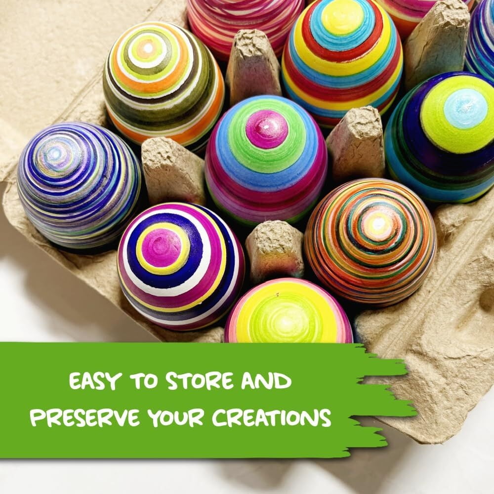 Authentic White Wooden Eggs - for Easter Egg Decorating, Arts and Crafts - Matte White Eggs Specifically Designed to be Used with All Eggmazing Egg Decorators (24 Pack)