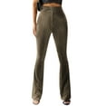 thumbnail image 3 of Shuttle tree Women's Velvet Elastic Waist Flare Pants Wide Leg Palazzo Long Trousers Bell Bottoms, 3 of 6