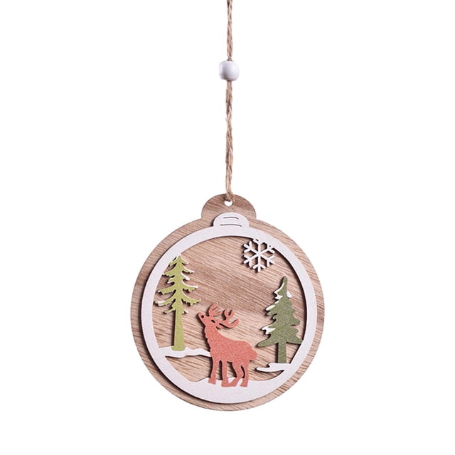 Colgantes de madera navideños 3D Adornos colgantes de madera navideños multiusos para Alce