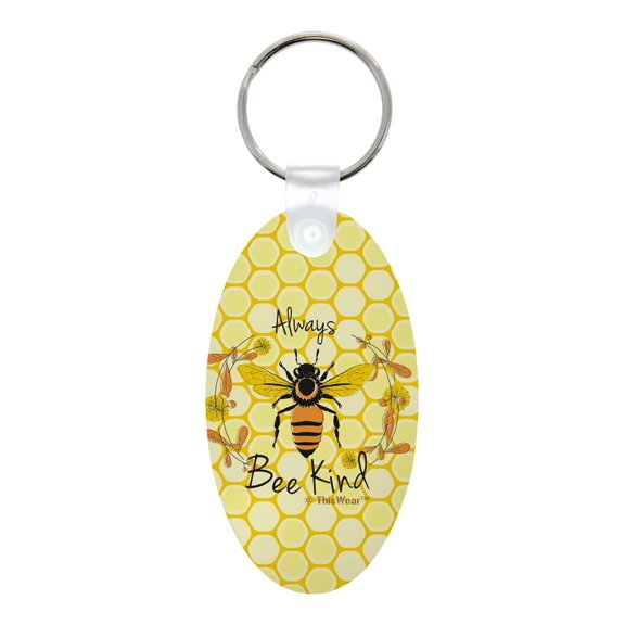 ThisWear Inspirational Quote Gifts Always Bee Kind Aluminum Oval Keychain