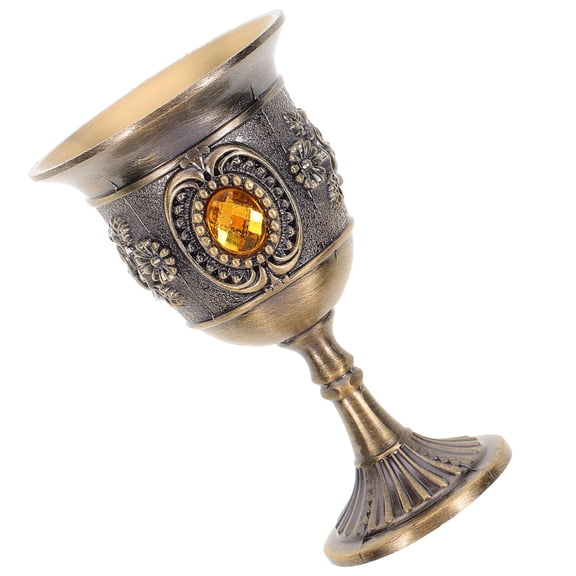 KAJNBN 1Pc Wine Goblet Golden Round Stemmed Simple Design Family Gathering