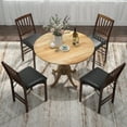 thumbnail image 3 of Costway Table à Manger Rustique Table à Manger en Bois avec Plateau Rond et Pieds en Tréteau Courbés Naturel, 3 of 10
