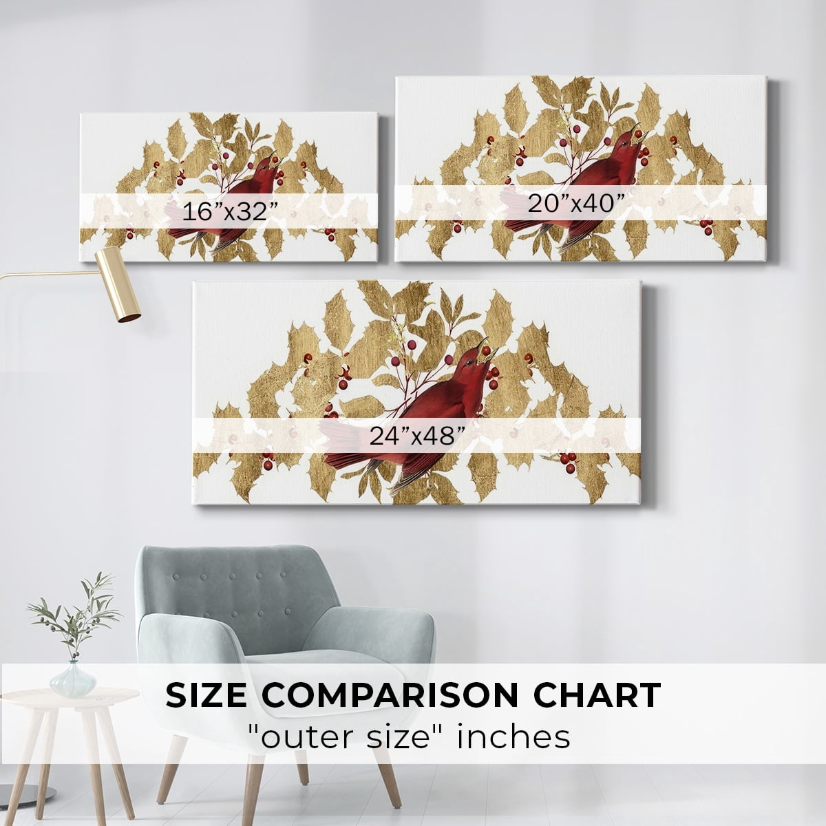 Red Bird Christmas Collection D- Gallery Wrapped Canvas