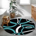 thumbnail image 4 of Round Area Rugs Collection 4 Ft, Turquoise Geometric Non-Slip Residential Carpet, Modern Abstract Aesthetic Striped Art Indoor Crawling Mats Runner Rugs for Living Room/Dining Room/Bedroom, 4 of 8