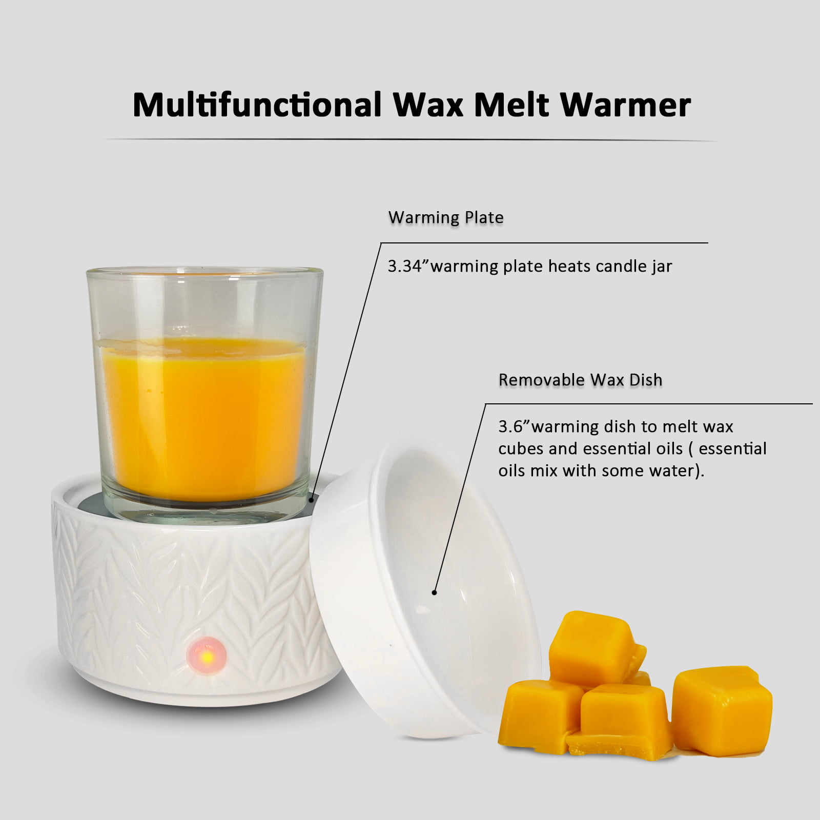 Tepaken Ceramic Candle Wax Warmer, 3-in-1 Wax Melt Warmer, Electric Wax  Melter and Fragrance Warmer, Scented Candle Wax Burner for Gift Women  Office