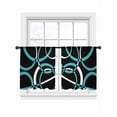 thumbnail image 2 of Turquoise Geometric Semi Sheer Curtains 45 Inch Length 2 Panels Set, Modern Abstract Aesthetic Striped Art Sheer Kitchen Curtain Privacy Voile Window Curtain for Living Room Bedroom Rod Pocket Drapes, 2 of 7