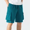 thumbnail image 4 of Birdeem Mens Shorts Mens Casual Fashion Solid Drawstring Elastic Waist Multiple Pockets Shorts, 4 of 12