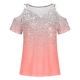 thumbnail image 2 of DPTALR Chemise à Épaules Dénudées à Manches Courtes à Col Rond Imprimée Décontractée et à la Mode pour Femmes, 2 of 3