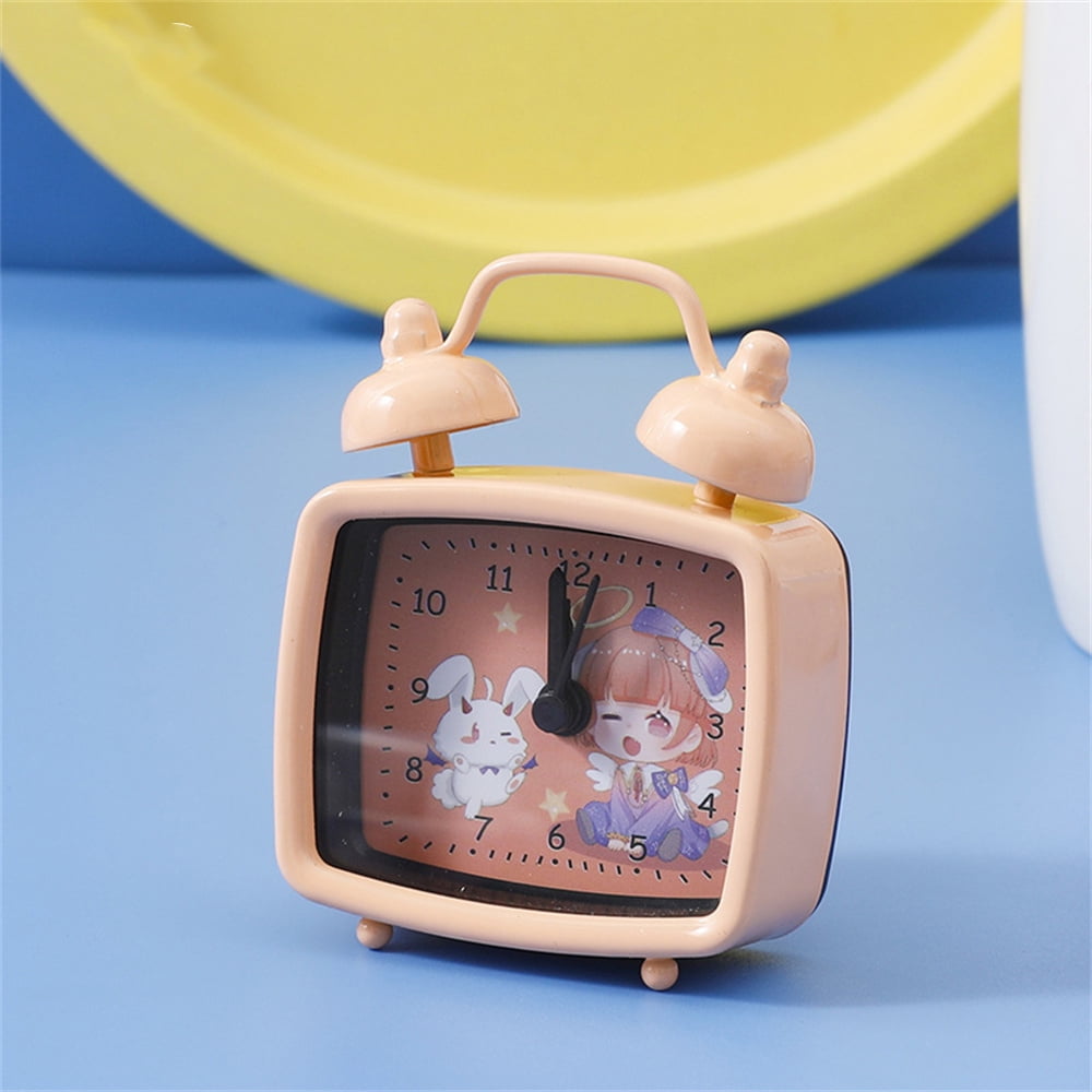 Creative Mini Alarm Clock Cartoon Metal Desktop Electronic Clock for Home