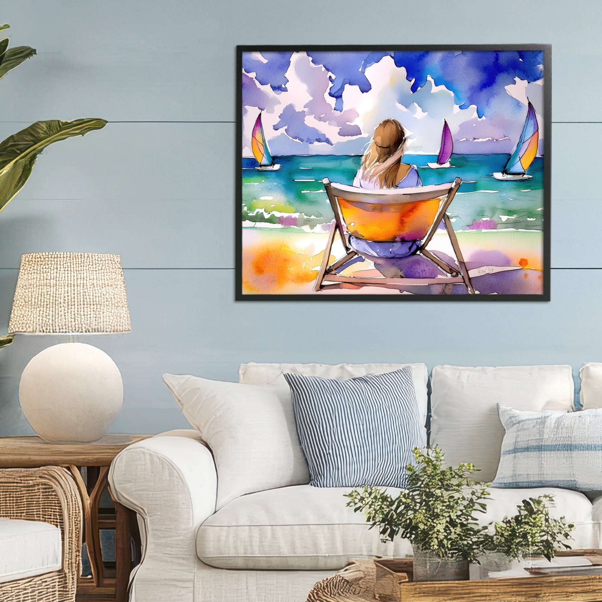 Stupell Industries Front Row to Paradise Black Framed Giclee Art, design by Shelly Craig