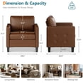 thumbnail image 2 of LAZZO Faux Leather Accent Chair, Mid-Century Modern Armchair with Tufted Seat and Armrests for Living Room and Office, Brown, 2 of 8