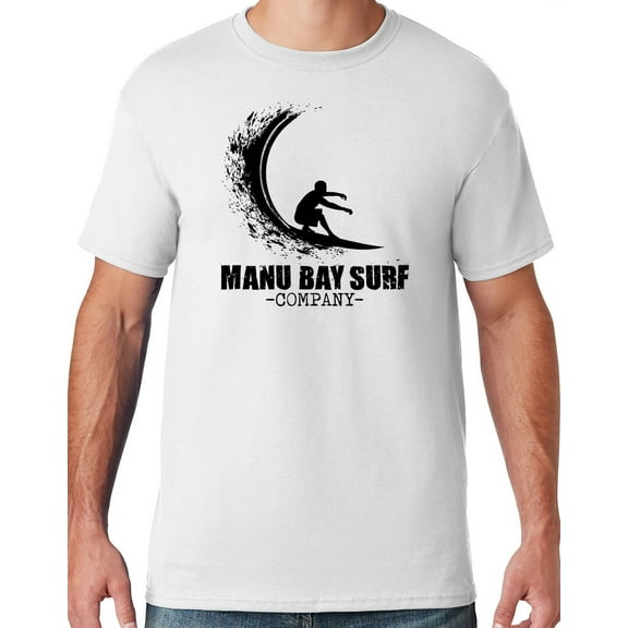 Mens Manu Bay Surf Company BLACK WAVE T-shirt, 3XL White