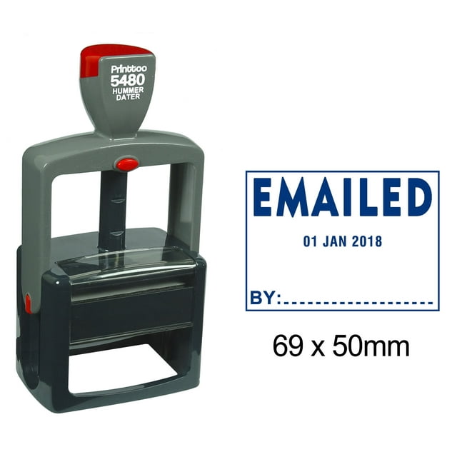 Printtoo Heavy Duty Dater Stamp With Emailed By Text Office Stationery Self Inking Date Rubber Stamp-Blue