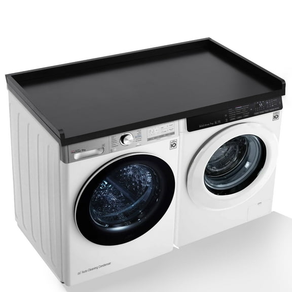 LOGYAT Washer Dryer Countertop, Anti-Static Coating with Secure Edge Rails, Durable Laundry Room Topper, Black
