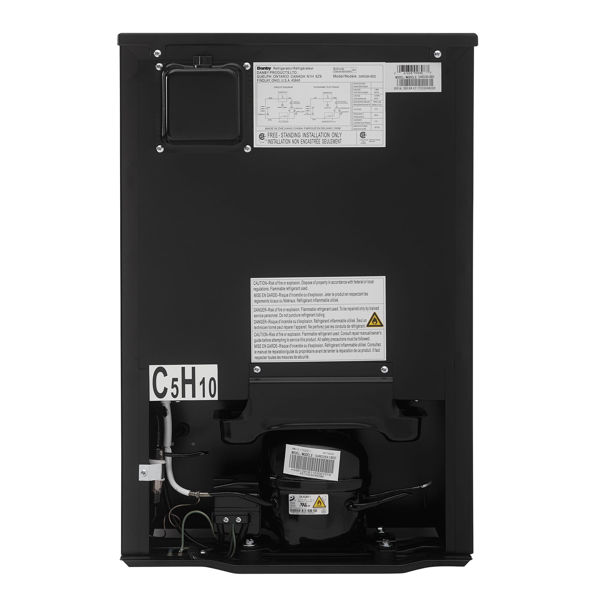 Danby 2.6 cu. ft. Compact Fridge in Black (DAR026A1BDD)