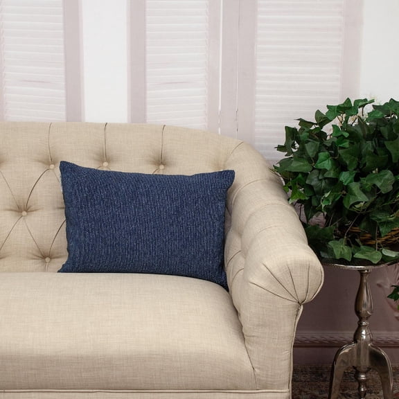 Nassau Collection Embroidered Beaded Cotton Throw Pillow - 20" - Blue